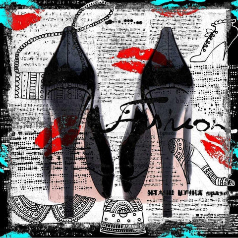 High heels I White Modern Wood Framed Art Print with Double Matting by Baker, Micha