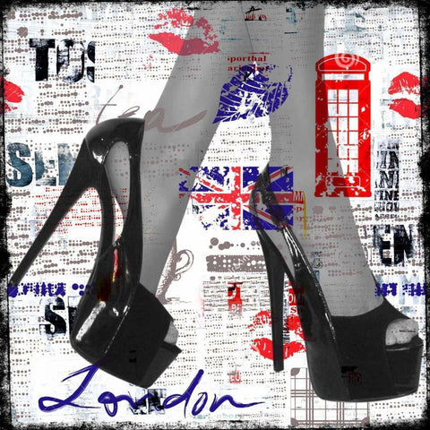 High heels II White Modern Wood Framed Art Print by Baker, Micha