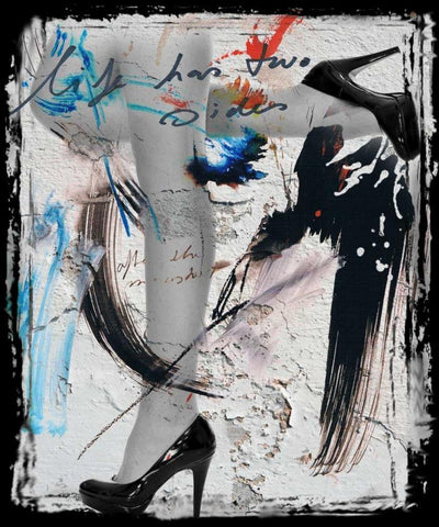 Heels and Legs II White Modern Wood Framed Art Print with Double Matting by Baker, Micha