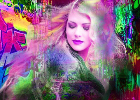 Blondie Black Ornate Wood Framed Art Print with Double Matting by de Haas, Mascha