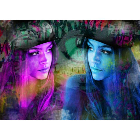 Blue Violet White Modern Wood Framed Art Print by de Haas, Mascha