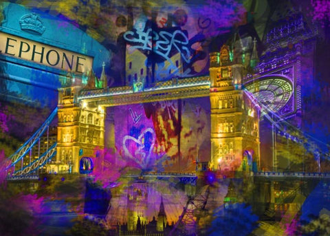 London Black Ornate Wood Framed Art Print with Double Matting by de Haas, Mascha