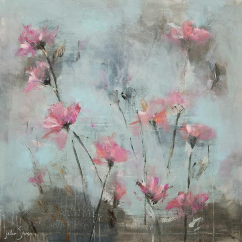 Pink Flowers I Black Modern Wood Framed Art Print with Double Matting by Simonis, Julia