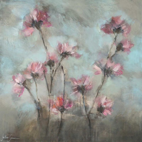 Pink Flowers I Black Modern Wood Framed Art Print with Double Matting by Simonis, Julia