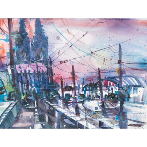 Cologne Black Modern Wood Framed Art Print with Double Matting by Mattern, Andreas