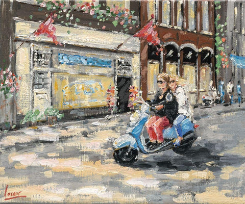 City scene II Black Ornate Wood Framed Art Print with Double Matting by Laceur, Nicole