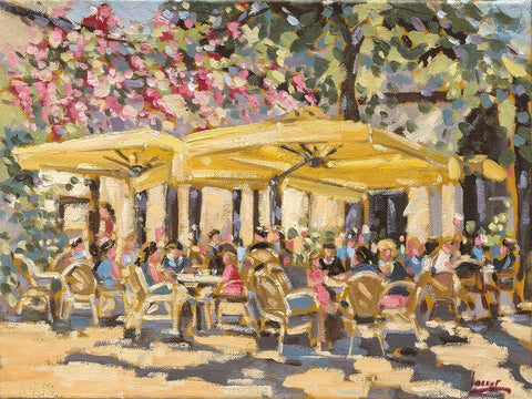 Market terrace White Modern Wood Framed Art Print with Double Matting by Laceur, Nicole