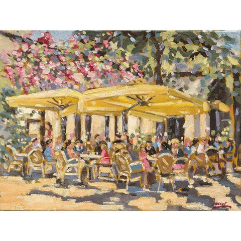 Market terrace Black Modern Wood Framed Art Print by Laceur, Nicole