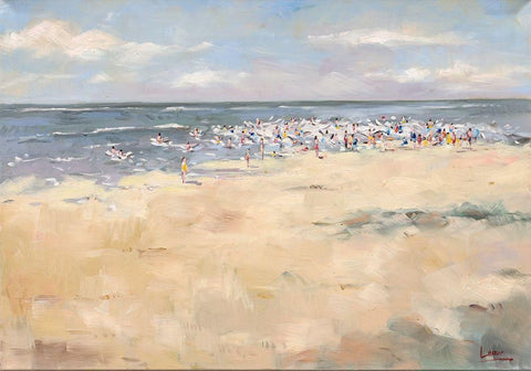 Beach time Black Ornate Wood Framed Art Print with Double Matting by Laceur, Nicole