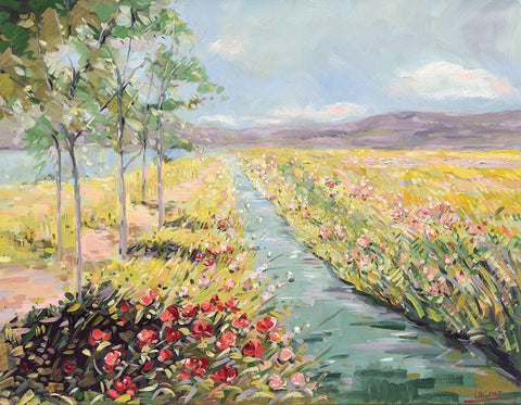 Fields Black Ornate Wood Framed Art Print with Double Matting by Laceur, Nicole