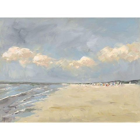 Beach in Holland White Modern Wood Framed Art Print by Laceur, Nicole
