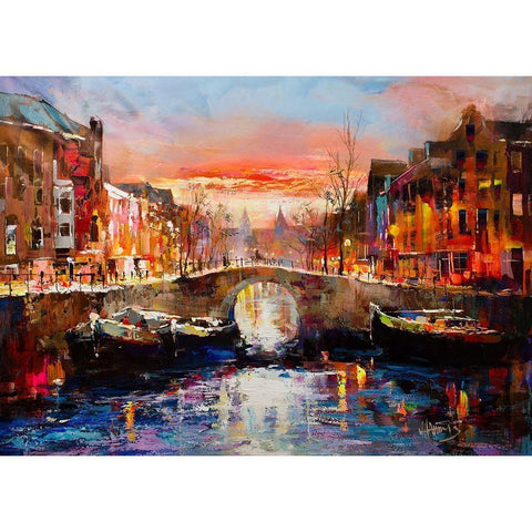 Dutch City II Black Modern Wood Framed Art Print by Haenraets, Willem