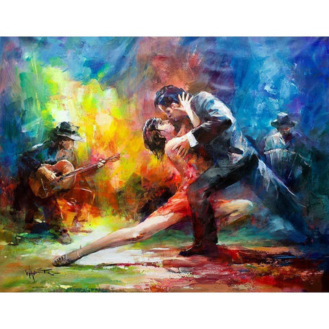 Dance with me Black Modern Wood Framed Art Print by Haenraets, Willem