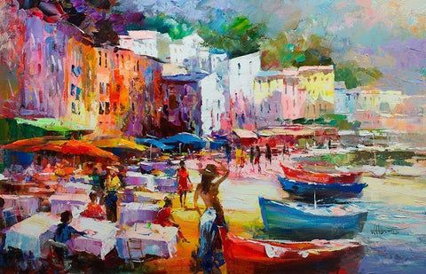 Holiday Harbour club White Modern Wood Framed Art Print with Double Matting by Haenraets, Willem