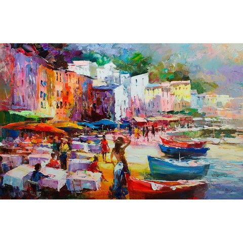 Holiday Harbour club Black Modern Wood Framed Art Print by Haenraets, Willem