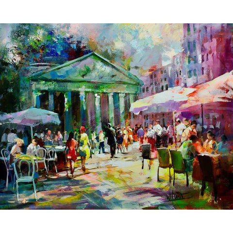 Paris Market Black Modern Wood Framed Art Print with Double Matting by Haenraets, Willem