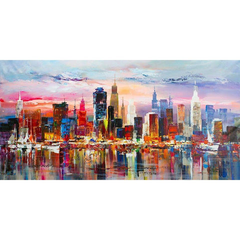 City view I Black Modern Wood Framed Art Print by Haenraets, Willem