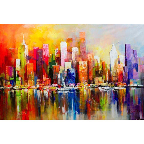 City view II Black Modern Wood Framed Art Print by Haenraets, Willem