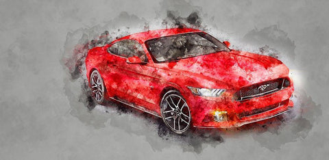 Red Car White Modern Wood Framed Art Print with Double Matting by Hurk, James