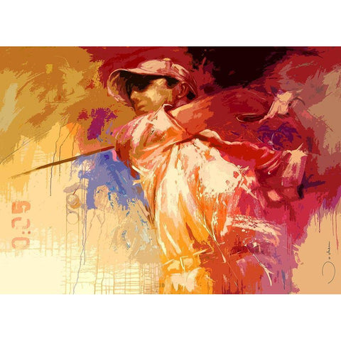 Golf Gold Ornate Wood Framed Art Print with Double Matting by Bakker, Jochem