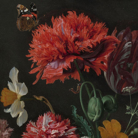 Classic Floral I Black Ornate Wood Framed Art Print with Double Matting by Heem, JD