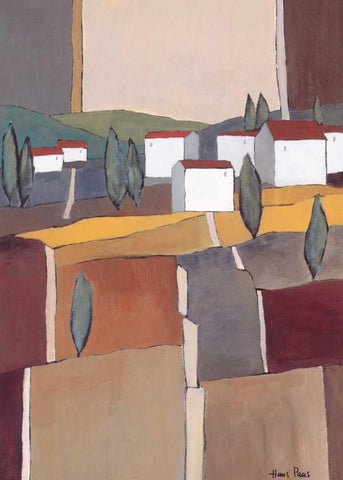 White houses I Black Ornate Wood Framed Art Print with Double Matting by Paus, Hans