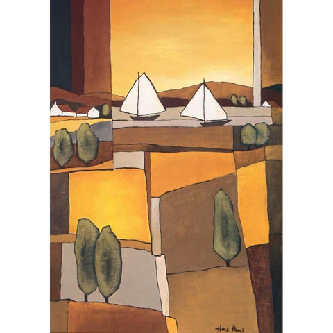 Two Boats I Black Modern Wood Framed Art Print by Paus, Hans