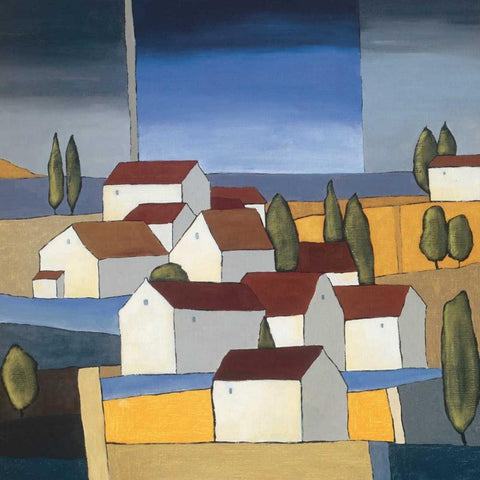 Village near the sea I Black Modern Wood Framed Art Print with Double Matting by Paus, Hans