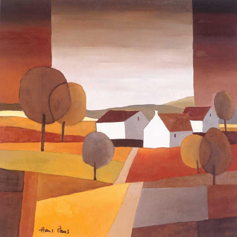 Along the road I Black Modern Wood Framed Art Print by Paus, Hans