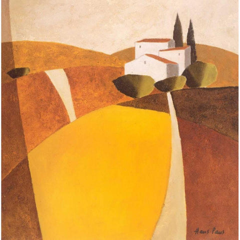 Country road II Black Modern Wood Framed Art Print with Double Matting by Paus, Hans