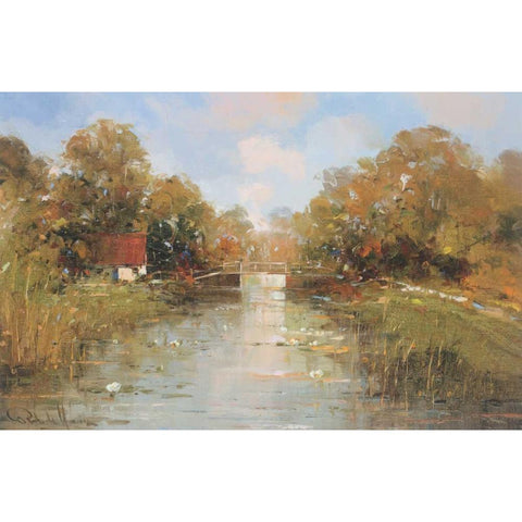 Aan de waterkant II Black Modern Wood Framed Art Print by de Haan, Rob