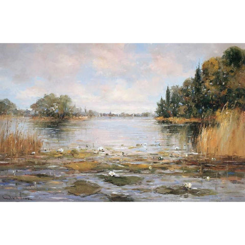 Aan de Waterkant III Black Modern Wood Framed Art Print with Double Matting by De Haan, Rob