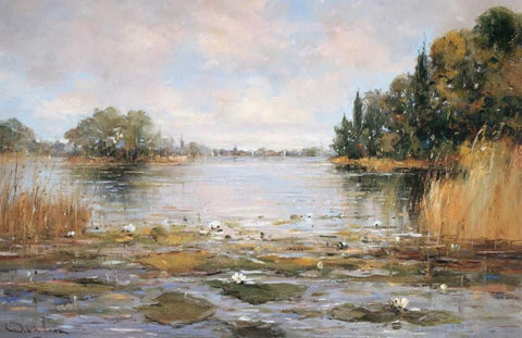 Aan de Waterkant III Black Ornate Wood Framed Art Print with Double Matting by De Haan, Rob