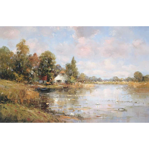 Aan de Waterkant IV White Modern Wood Framed Art Print by De Haan, Rob