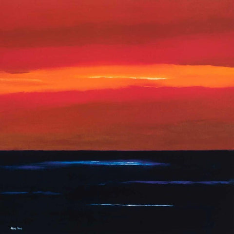 Afterglow II Black Modern Wood Framed Art Print by Paus, Hans