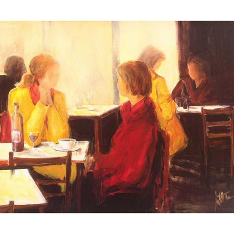 A good conversation I Gold Ornate Wood Framed Art Print with Double Matting by Roseboom, Jettie