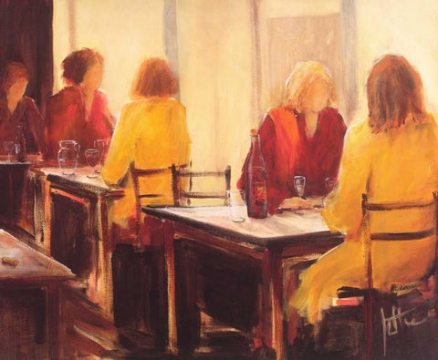 A good conversation II Black Ornate Wood Framed Art Print with Double Matting by Roseboom, Jettie