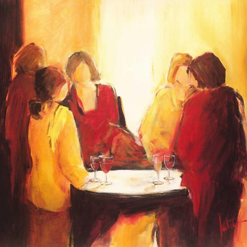 Meeting place II White Modern Wood Framed Art Print with Double Matting by Roseboom, Jettie