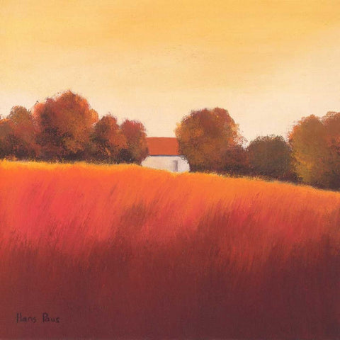 Scarlet Landscape IV White Modern Wood Framed Art Print with Double Matting by Paus, Hans