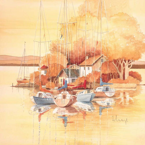 Seaside I White Modern Wood Framed Art Print with Double Matting by Franz, Heigl