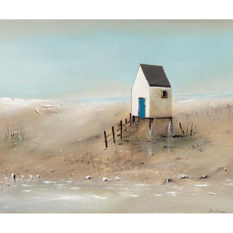 Beach cabins II Gold Ornate Wood Framed Art Print with Double Matting by Jauneau, Jean