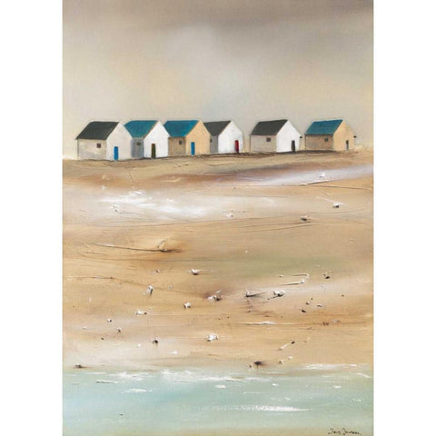 Beach cabins III Black Modern Wood Framed Art Print with Double Matting by Jauneau, Jean