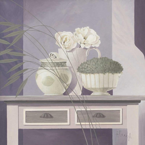 Pastel colours II White Modern Wood Framed Art Print with Double Matting by Heigl, Franz