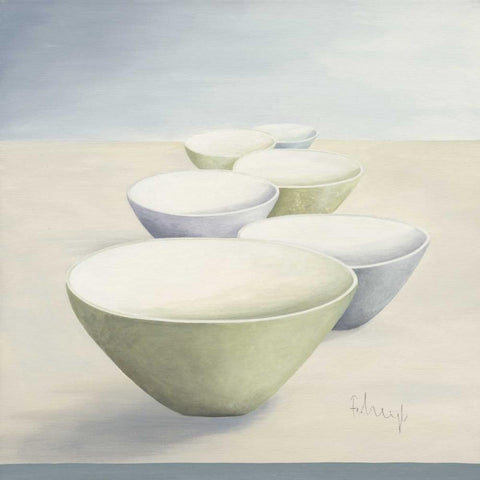 In a row II White Modern Wood Framed Art Print by Heigl, Franz