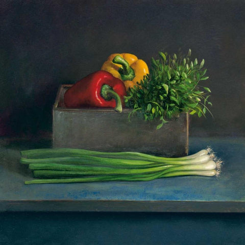 Still Live with Paprika Black Modern Wood Framed Art Print by van Riswick, Jos