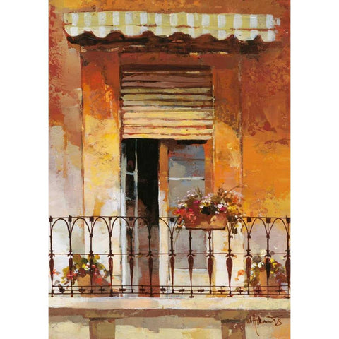 Balcony II Black Modern Wood Framed Art Print by Haenraets, Willem