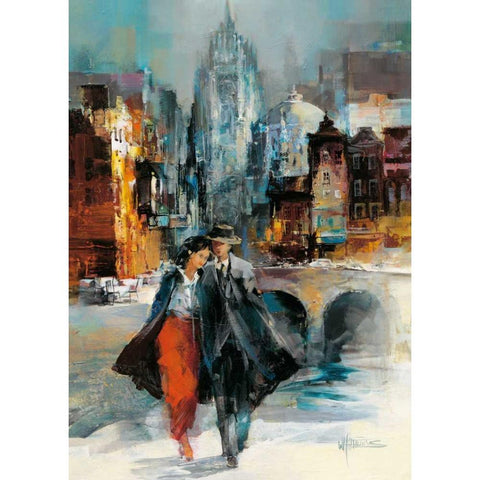 Romance I Black Modern Wood Framed Art Print with Double Matting by Haenraets, Willem
