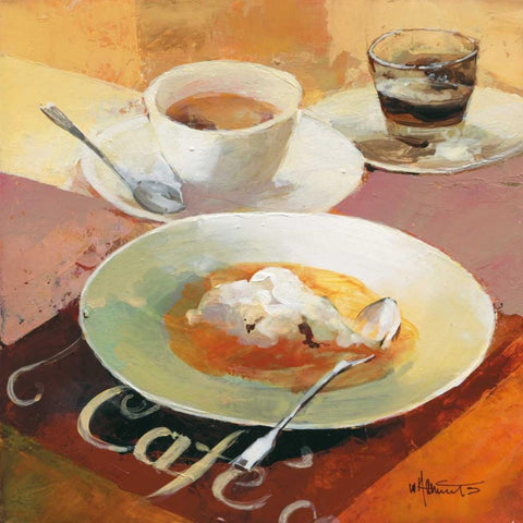 Cafe Grande I Black Ornate Wood Framed Art Print with Double Matting by Haenraets, Willem