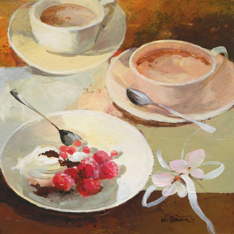 Cafe Grande III White Modern Wood Framed Art Print with Double Matting by Haenraets, Willem