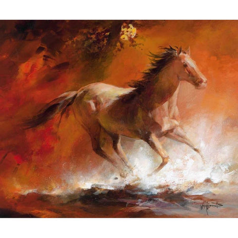 Wild Horses I Black Modern Wood Framed Art Print by Haenraets, Willem